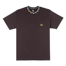 Load image into Gallery viewer, black tshirt, wave pattern, knit neck, pocket tshirt