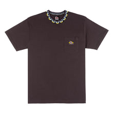 Load image into Gallery viewer, black tshirt, wave pattern, knit neck, pocket tshirt 
